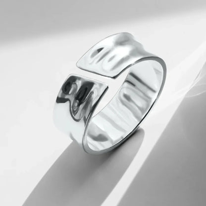 MINIMAL TEXTURE ADJUSTABLE RING (Silver)