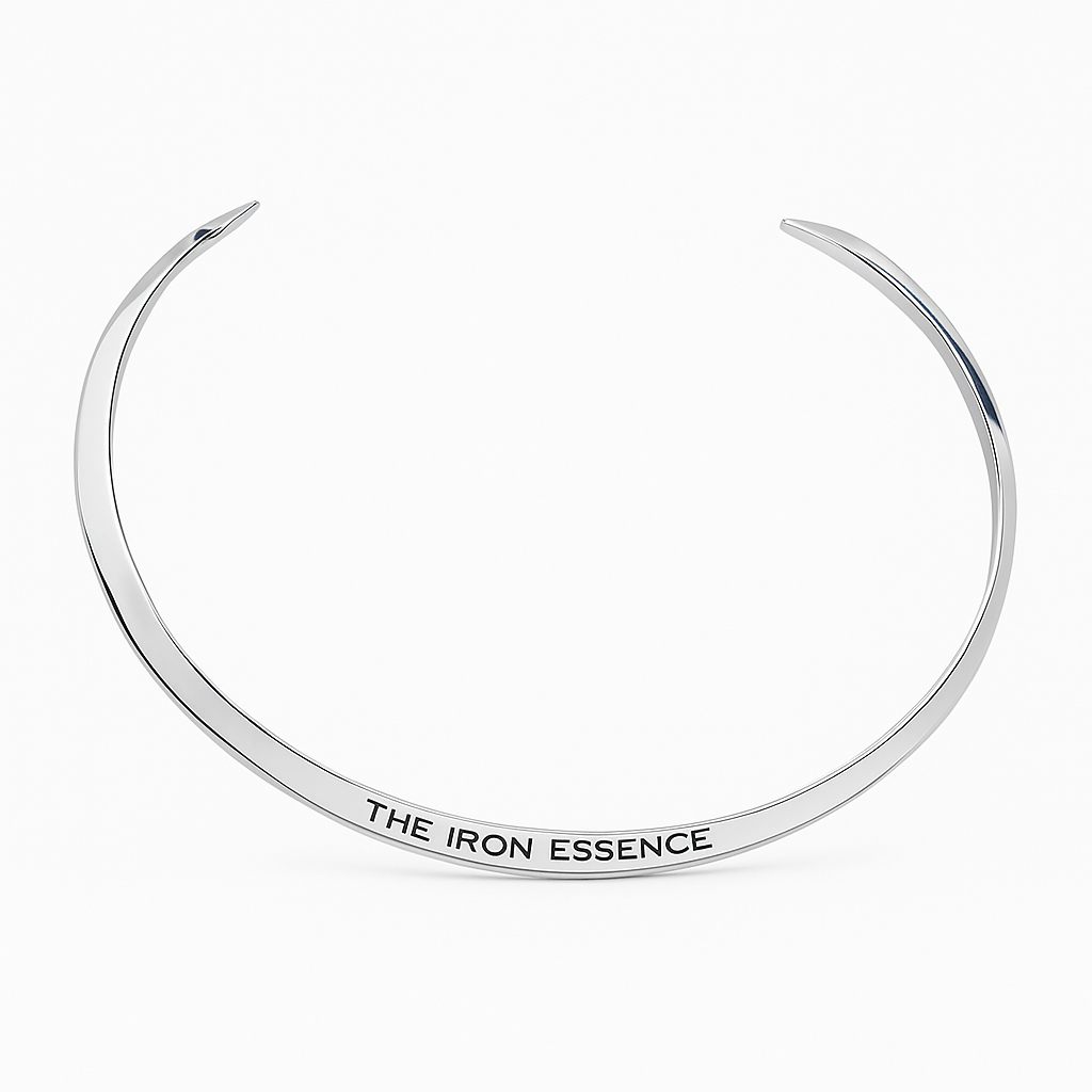 Pulseira ajustável prateada em forma de C, em aço inoxidável 316L, com estilo clean e contemporâneo da The Iron Essence